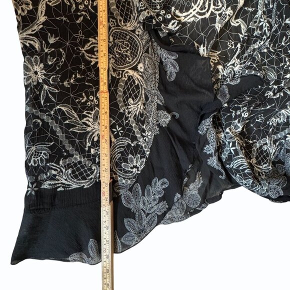 CITRON SANTA MONICA  Ruffled Silk Cardigan Womens‎ Size L Black Flowy Elegant - Picture 8 of 10